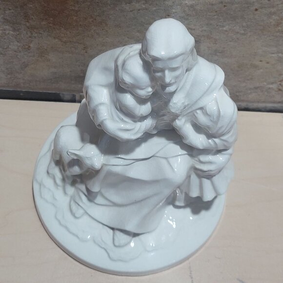 White Ceramic Jesus Christ Savior Children Lamb Figurine - Picture 3 of 10